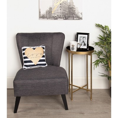Celia Black and Gold Round Metal Foldable Tray Table