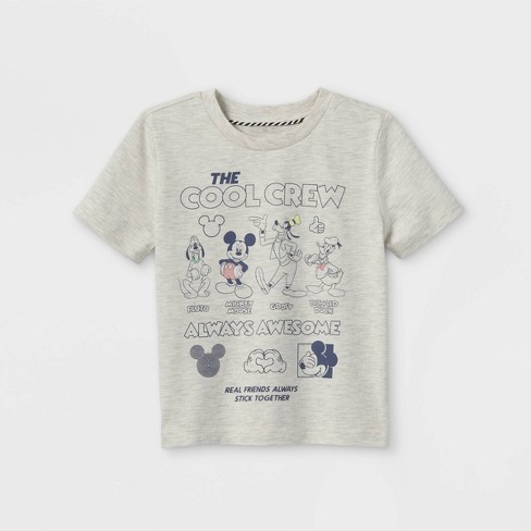 Toddler Boys' Disney Mickey Mouse & Friends Cool Crew Short Sleeve Graphic T-Shirt - Beige - image 1 of 2