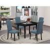 HomeStock 5-Pc Black Solid Wood Top - Rectangular Button Tufted Upholstered Dining Room Set with Butterfly Leaf - Seats 4 - 2 of 4