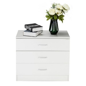 Resenkos Nightstand with 3 Drawers, End Table Wood Organizer Drawer Cabinet for Nursery, Living Room, White - 1 of 3