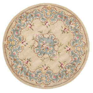 Ivory/Light Blue Floral Tufted Round Accent Rug 4
