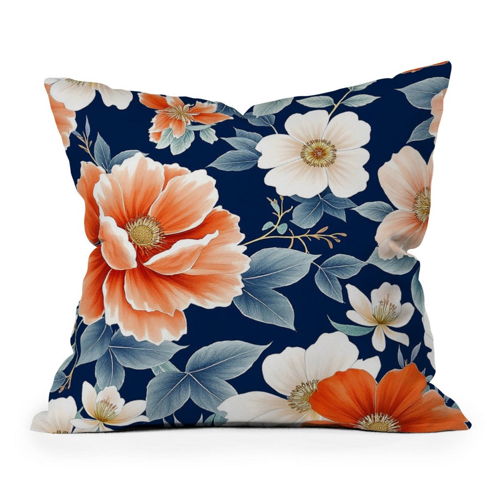 Photos - Pillow Deny Designs 26"x26" Laura Trevey Classic Floral Navy Square Indoor Throw 