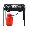 KTMBDW Outdoor Camp Stove High Pressure Propane Gas Cooker Portable Cast Iron Patio Cooking Burner (Double Burner 150000-BTU), Black - 2 of 4