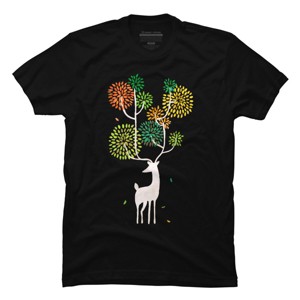 Men's Design By Humans Mystical Color Horns White Deer By radiomode T-Shirt - 1 of 2