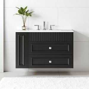 Mshliw 30" Wall Mounted Bathroom Vanity with Sink, Floating Bath Cabinet with 2 Drawers,Modern MDF Storage Cabinet with 8" Faucet Hole,Ceramic Basin - 1 of 4