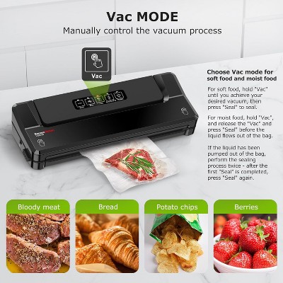 Compact Black Multi-Functional Food Vacuum Sealer with Accessory Hose