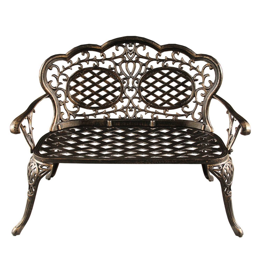 Photos - Garden Furniture Ornate Traditional Aluminum Patio Bench - Bronze - Oakland Living