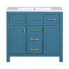 NicBex 36" Bathroom Storage Cabinet with Sink, Bathroom Vanity, 4 Spacious Drawers and 2 Cabinet Door for Bathroom, Blue - 3 of 4