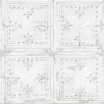 RoomMates 28.2" Tin Tile P&S Wallpaper White