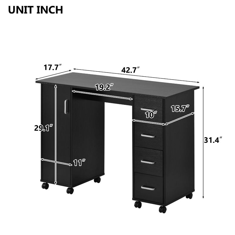 41.73''17.72''x31.5'' Home Office Computer Desk Table with Drawers White, Home Office Desk with Storage Shelves Gaming Desk with Drawers-The Pop Home, 2 of 10