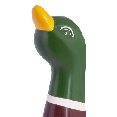 Whimsical Ceramic Mallard Duck Toilet Brush Holder Set