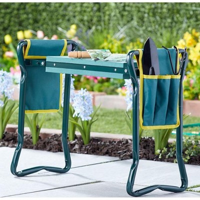 Green Steel Garden Planting Bench with Tool Organizer