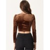 INSPIRE CHIC Women's Cropped Puff Long Sleeve Casual Square Neck Velvet Blouse - 3 of 4
