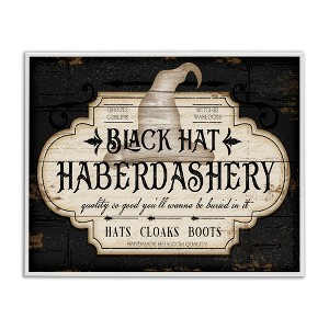 Stupell Industries Black Hat Haberdashery Halloween Sign Spooky Heirloom Quality Framed Giclee Art - 1 of 4