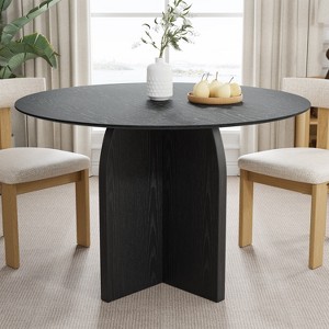 SpassWay 30"H Round Wood Dining Table Kitchen Table Conference Table with Criss Cross Legs - 1 of 4