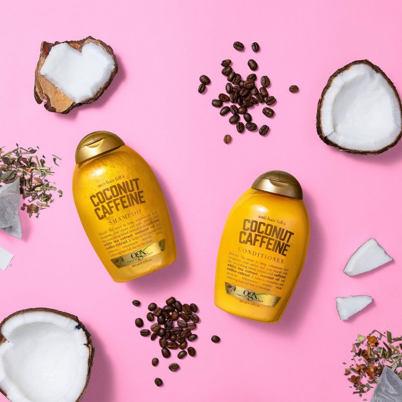 OGX Anti-Hair Fall + Coconut Caffeine Strengthening Shampoo with Coconut Oil - 13 fl oz, 6 of 7