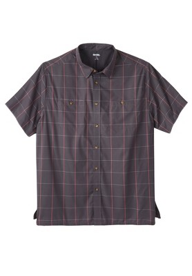 Kingsize Men's Big & Tall Short Sleeve Printed Check Sport Shirt