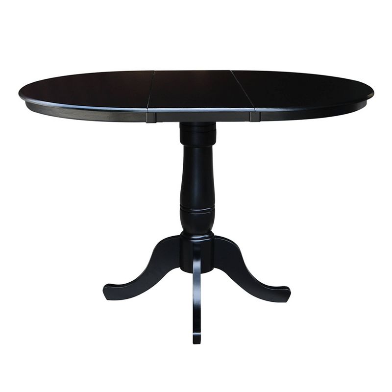 36&#34; Round Top Pedestal Counter Height 12&#34; Drop Leaf Dining Table Black - International Concepts, 6 of 8