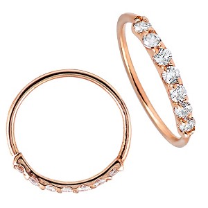 Jewelry Avalanche Unisex 20G 14K Gold 7-stone Nose Hoop Ring with Moissanites, 8mm Nose Ring - 1 of 4