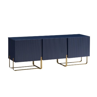 miBasics Forast Modern 3 Door Storage TV Stand for TVs up to 65" Indigo Blue