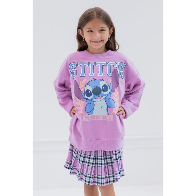Disney Minnie Mouse Lilo & Stitch Girls Fleece Sweatshirt and Plaid Skirt Little Kid to Big Kid, 5 of 10