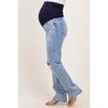 Pinkblush Light Blue Distressed Ripped Knee Straight Leg Maternity Jeans - 4 of 4