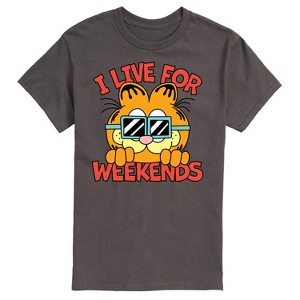 Men's - Garfield - I Live For Weekends Short Sleeve Graphic T-Shirt - 1 of 4