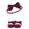 Hudson Baby Infant Girl Headband and Socks Giftset, Houndstooth Burgundy, One Size - 3 of 4
