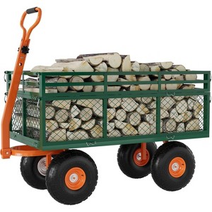 Acekool Heavy Duty Garden Cart Wagon, 500 lbs Capacity, Removable Sides, 10" Wheels, 180° Rotating Handle for Lawn, Yard, Outdoor Tasks - 1 of 4