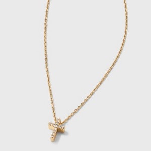 14K Gold Dipped Micro Cubic Zirconia Heart Pendant Necklace - Gold - 1 of 4
