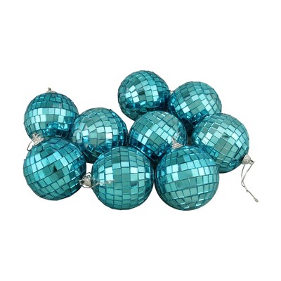 Northlight 9ct Mirrored Glass Disco Ball Christmas Ornament Set 2.5" - Blue