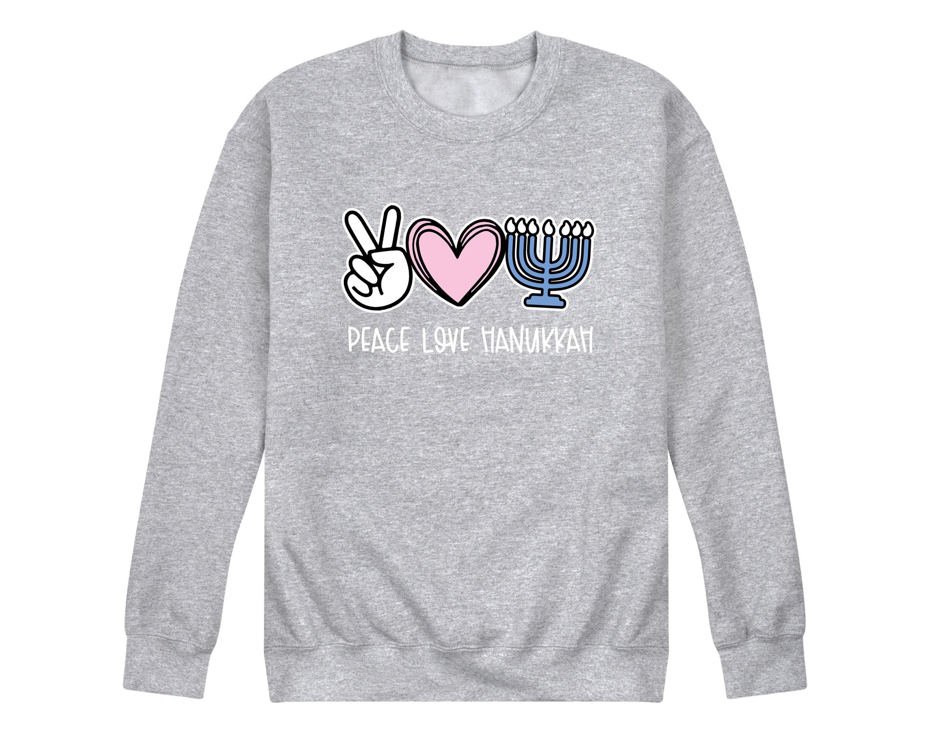Men's - Instant Message - Peace Love Hanukkah Graphic Fleece Sweatshirt