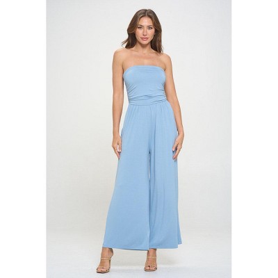 Light Blue Strapless Jumpsuit