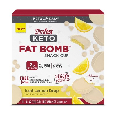 SlimFast Keto Fat Bomb Snack Cup - Iced Lemon Drop - 14ct