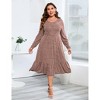 Plus Size Women's Ribbed Knit Maxi Dress - High Waist, Side Pockets, Round Neck Long Ankle-Length Dress - 2 of 4
