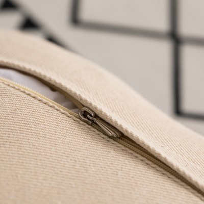 Natural Handwoven Cotton Throw Pillow with Fringed Pattern