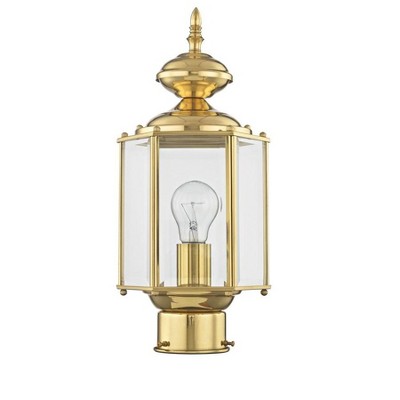 Polished Brass Outdoor Post Lantern with Clear Beveled Glass