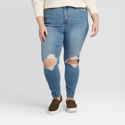 plus size distressed ankle jeans