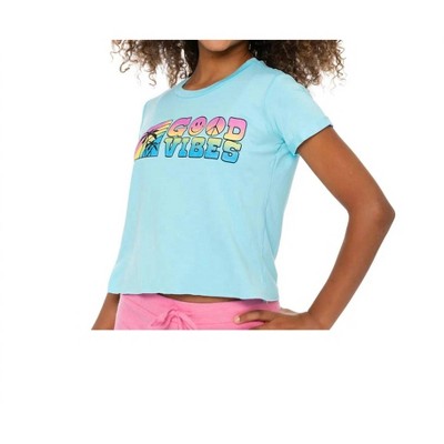 Girl Cropped Good Vibes Tee - Malibu Sugar