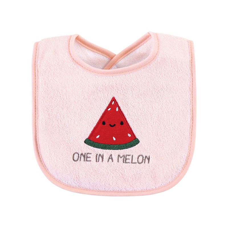 Hudson Baby Infant Girl Cotton Terry Drooler Bibs with Fiber Filling, Fruits, One Size, 5 of 11