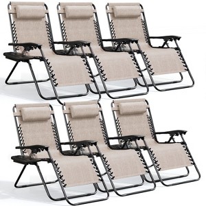 Nestl Zero Gravity Chairs, Reclining Camping Chair, Folding Outdoor Chair with Pillow & Cup Holder Tray - 1 of 4