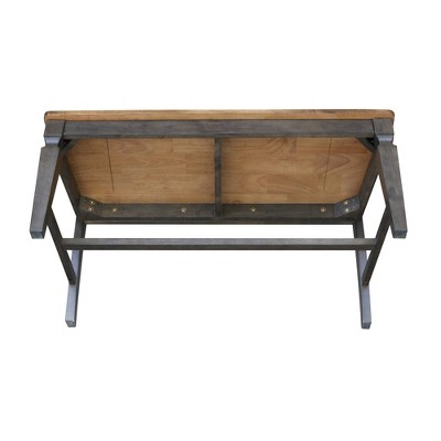 Elegant Vista Slatback Solid Hardwood Bench in Hickory Brown