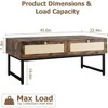Homhougo Coffee Table, Boho Coffee Table with 2 Rattan Drawers, Modern Wood Rectangular Coffee Table for Living Room, Office - 2 of 4