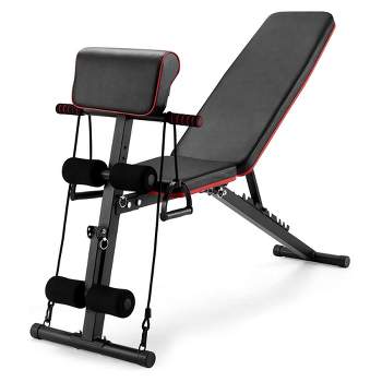 JOMEED Multi Functional Adjustable Training Weight Bench with Incline, Elastic Ropes, and Solid Structure for At Home Gym and Stable Full Body Workout