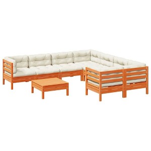 vidaXL 9 Piece Patio Sofa Set with Cushions - Wax Brown - 1 of 4