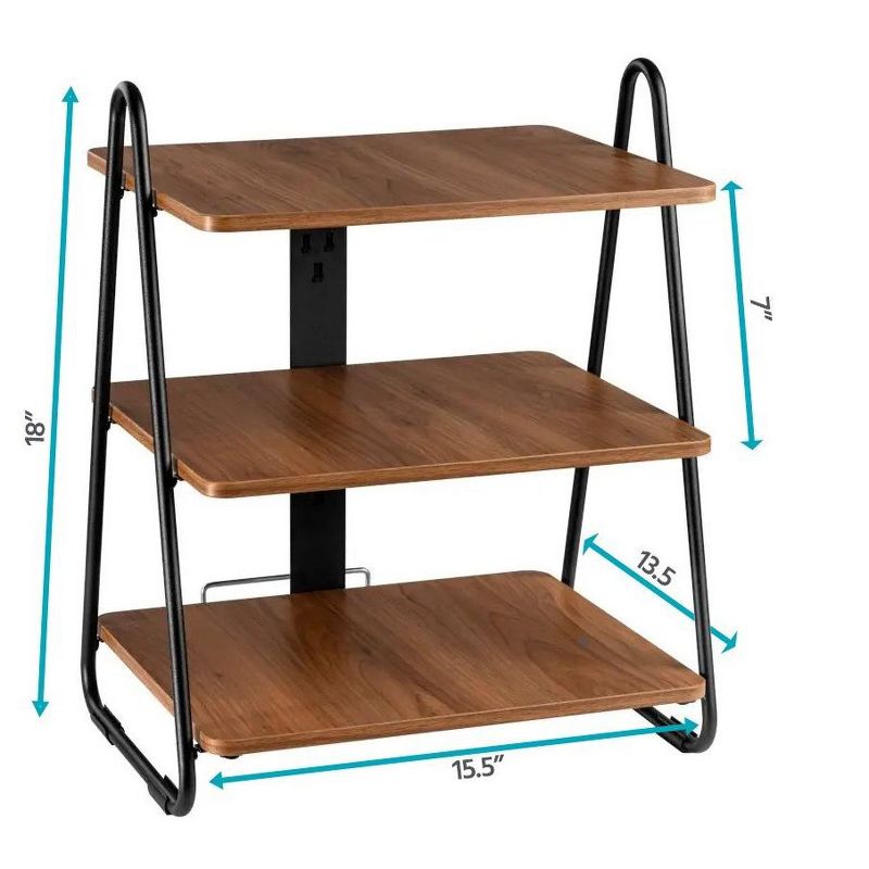 MPM 3 Tiers Industrial Style Storage Rack with Cable Management, Equipment Shelf, AV Media Shelf, Audio Stand, for Ampli, 3 of 7