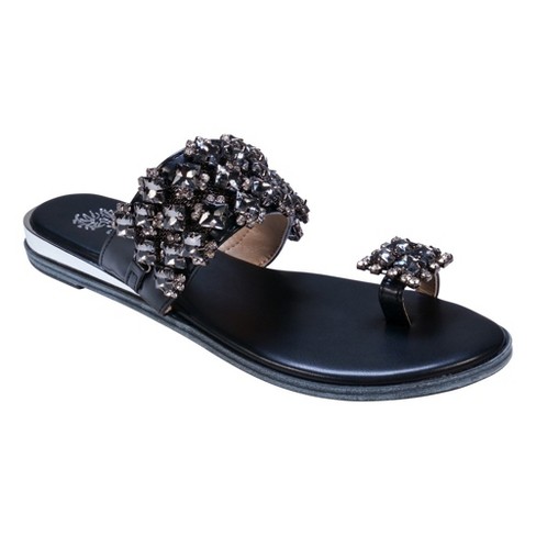 Gc Shoes Nadin Metallic Rhinestone Toe Ring Flat Sandals : Target