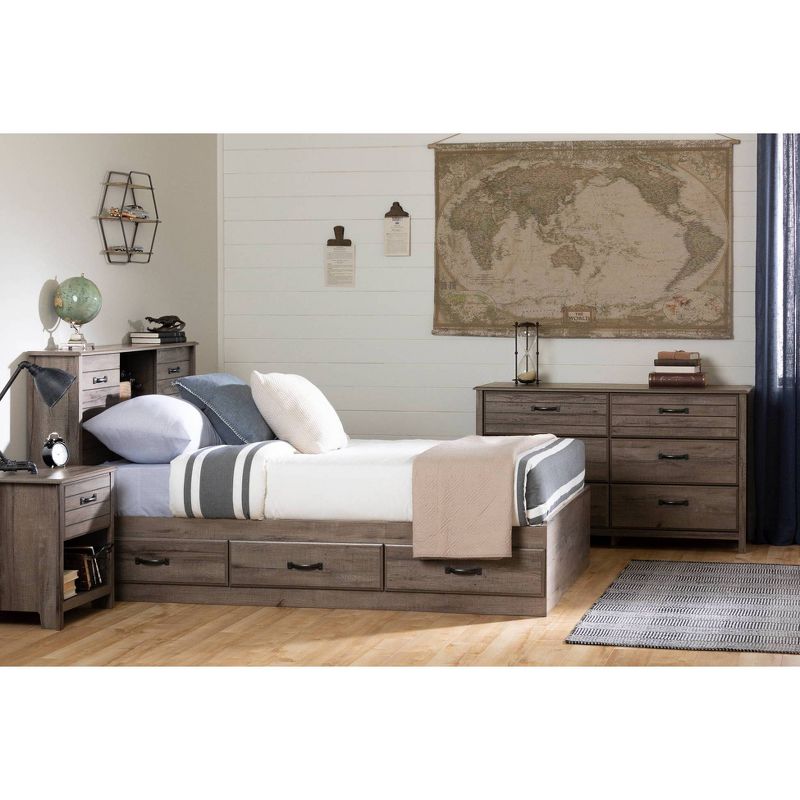 Full Ulysses Mates Kids&#39; Bed with 3 Drawers Fall Oak - South Shore, 3 of 9