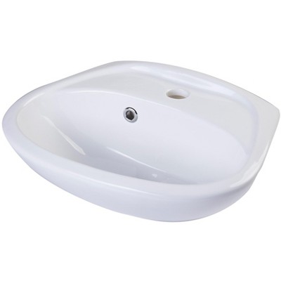 ALFI AB106 White Small Porcelain Wall Mount Basin with Overflow