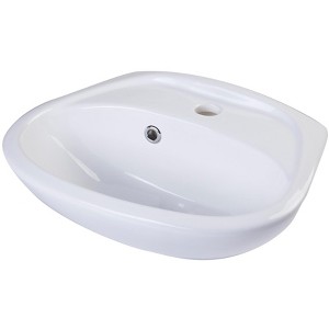 ALFI  AB106 White Small Porcelain Wall Mount Basin with Overflow - 1 of 4